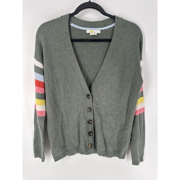 BODEN Lennox Cardigan Sweater Rainbow Stripe Cashmere Wool Academia 4 - Picture 2 of 7